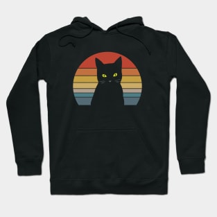 Halloween Black Cat with Vintage Sunset Hoodie